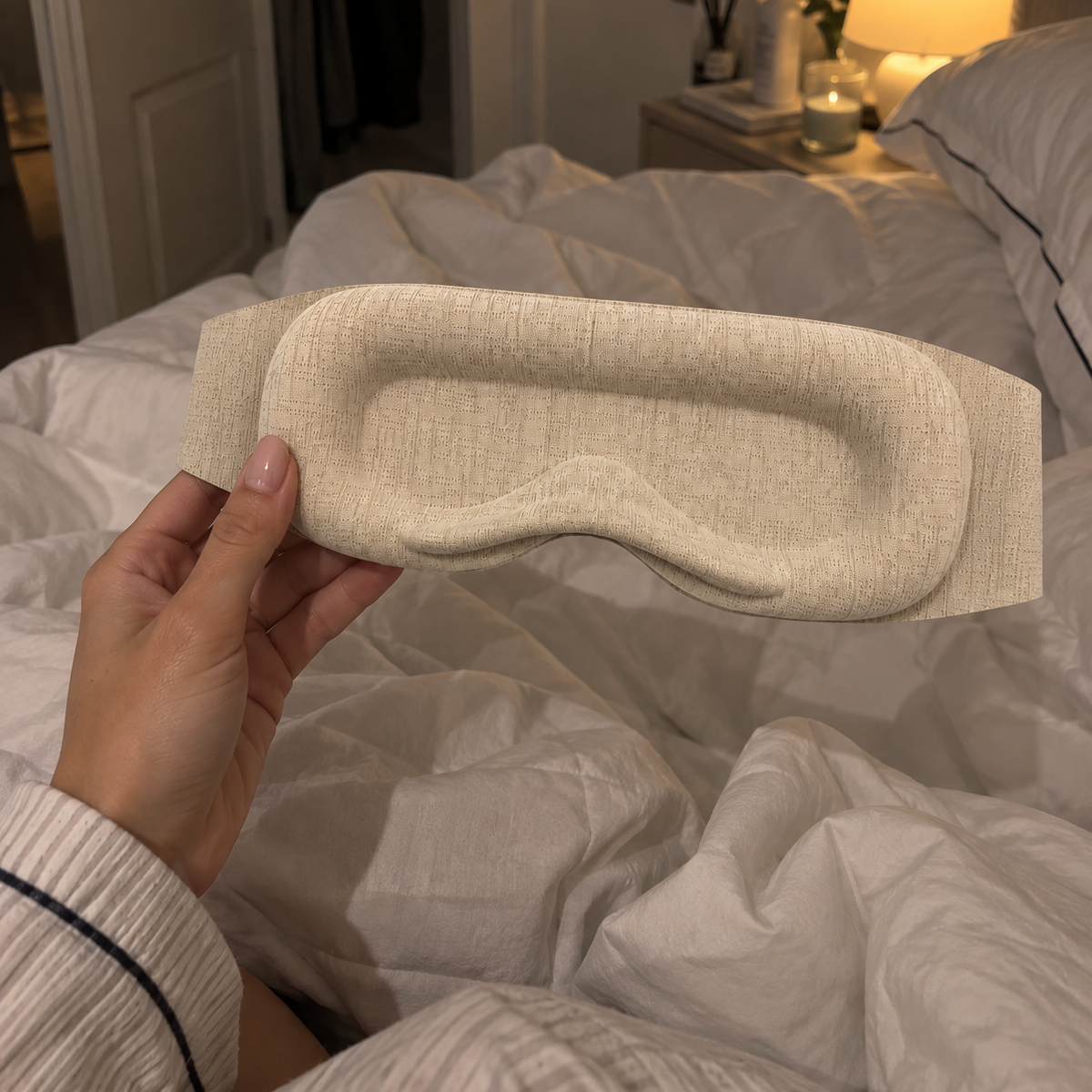 White weighted sleep mask front view